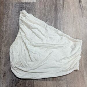 Free People One White One Shoulder Ruched Top Size Small